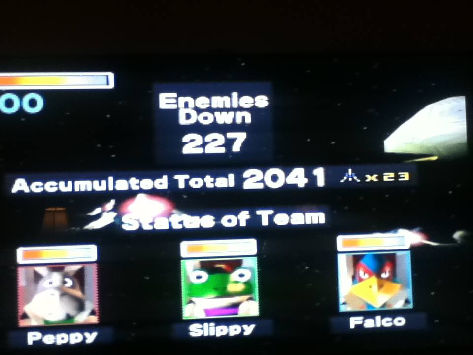 So here is my highest score on Star Fox 64 3D (practiced for a